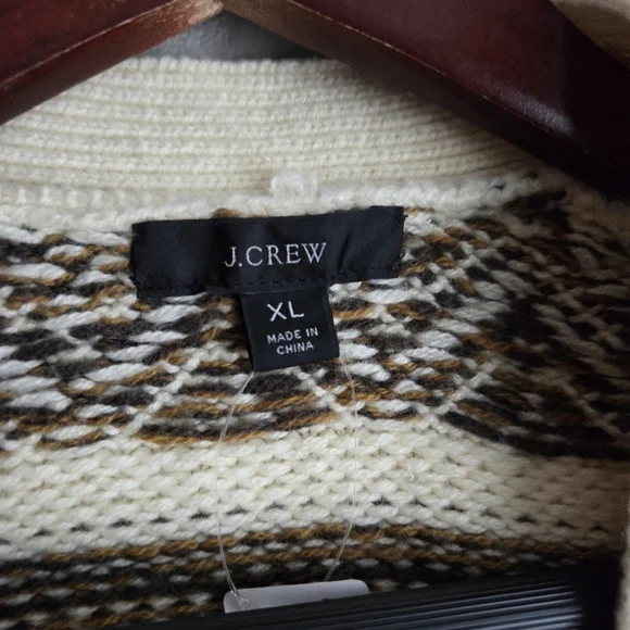 J. Crew Diamond Fair Isle Cardigan Sweater size XL NWT - Picture 2 of 7